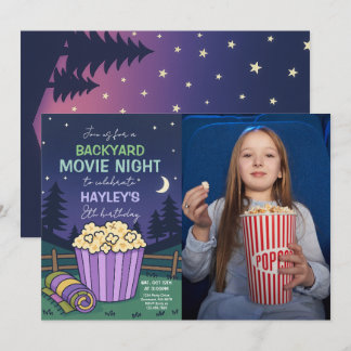 Invitation Jardin extérieur Vidéo Nuit Anniversaire Photo