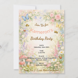 Invitation Jardin Fantaisiste Anniversaire Papillons Pastel A