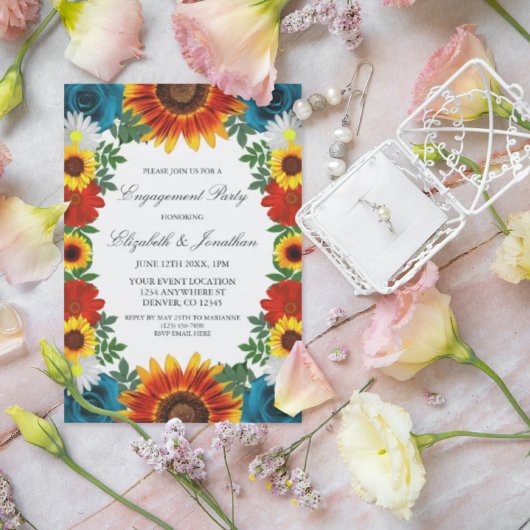 Invitation Jardin Fête d'engagement Floral d'été