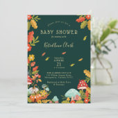 Invitation Jardin Feuilles d'automne Champignons & Baby showe (Debout devant)
