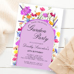 Invitation Jardin Fleur sauvage aquarelle 30e anniversaire<br><div class="desc">Une arche violette de Boho entoure vos détails de fête du 30e anniversaire. Des fleurs sauvages colorés apportent une touche florale violet, jaune orangé et rouge. L'écriture classique ajoute une touche classique qui est aussi féminine. Le dos est violet profond avec un subtil motif de chevron aquarelle. Cet article est...</div>