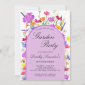 Invitation Jardin Fleur sauvage aquarelle 80e anniversaire (Devant)