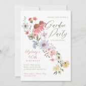 Invitation Jardin Fleur sauvage aquarelle Floral Anniversaire (Devant)
