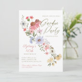 Invitation Jardin Fleur sauvage aquarelle Floral Anniversaire (Debout devant)