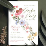 Invitation Jardin Fleur sauvage aquarelle Floral Anniversaire<br><div class="desc">Invitation vos invités à votre magnifique anniversaire de jardin avec notre belle invitation d'anniversaire fleur sauvage de jardin aquarelle peinte à la main. Les fleurs sauvages de campagne chic sont aménagés dans un joli design avec les détails de l'événement. L'envers est orné de magnifiques fleurs fleurs sauvages d'aquarelle peintes à...</div>