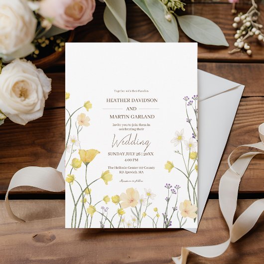 Invitation Jardin fleur sauvage Botanique Rustique Mariage