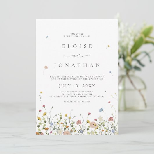 Invitation Jardin Fleur sauvage de printemps Floral minimalis (Debout devant)