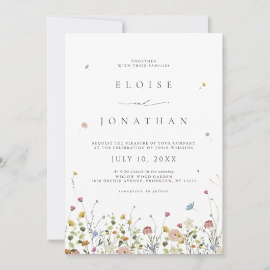 Invitation Jardin Fleur sauvage de printemps Floral minimalis (Devant)