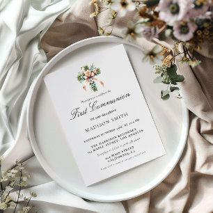 Invitation Jardin Fleur sauvage élégant Première Communion Sa