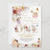 Invitation Jardin Fleur sauvage Fairy Princesse Twin 1er anni (Devant)