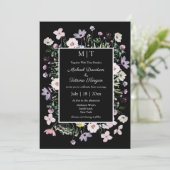 Invitation jardin fleur sauvage moderne mariage noir moderne (Debout devant)