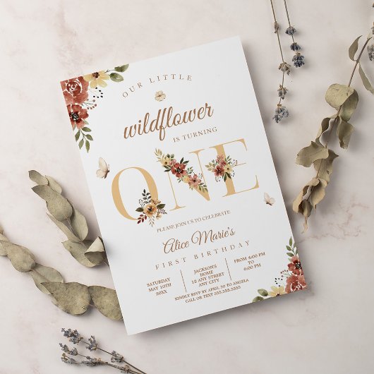 Invitation Jardin fleur sauvage Premier anniversaire