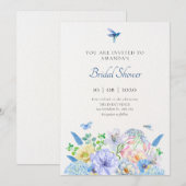 Invitation Jardin fleuri bleu esthétique (Devant / Derrière)