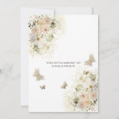 Invitation Jardin fleuri chic et doux papillon 1er anniversai (Dos)