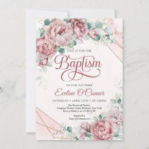 Invitation Jardin fleuri de printemps rose or rousse rose Bap