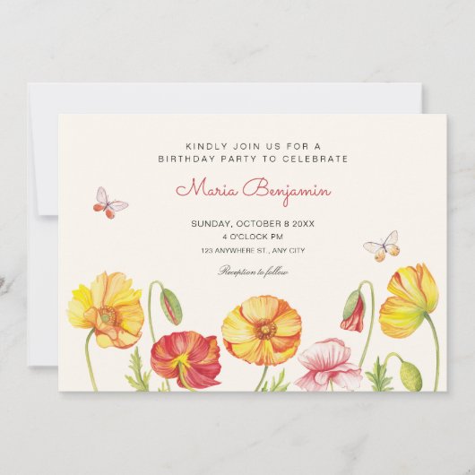 Invitation Jardin fleuri fleuri (Devant)