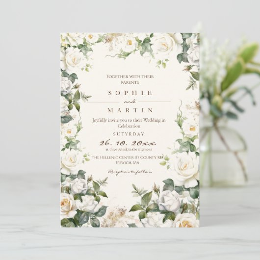 Invitation Jardin fleuri Rose Dusty (Debout devant)