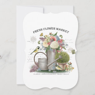 Invitation Jardin fleuri Vintage
