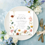 Invitation Jardin Fleurs aquarelle Brunch nuptial<br><div class="desc">Douche nuptiale carré moderne et élégante (brunch) invitation avec aquarelle aquarelle des fleurs dans les tons bleu poussiéreux, rose, or, blanc et écarlate. Personnalisez vos détails de douche nuptiale en noir doux, accentué par une belle calligraphie moderne lettrée à la main. Partie d'une suite coordonnée. Voir la suite ici :...</div>