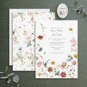 Invitation Jardin Fleurs Botanique Script Photo Mariage