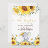 Invitation Jardin Fleurs de soleil Elephant Baby shower neutr (Devant)