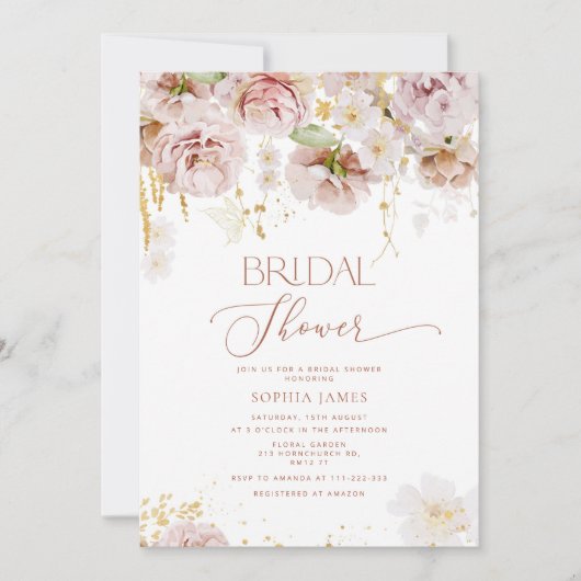 Invitation Jardin fleurs douche nuptiale (Devant)