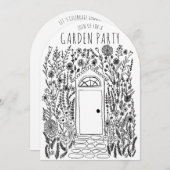 Invitation JARDIN Fleurs Porte Doodle à main (Devant / Derrière)