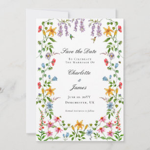 Invitation Jardin floral anglais aquarelle Enregistrer la dat