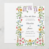 Invitation Jardin floral anglais aquarelle Save the Date  (Devant / Derrière)