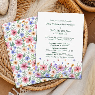 Invitation Jardin Floral Aquarelle 20e Anniversaire de Mariag