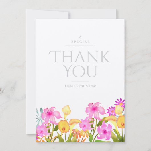 Invitation Jardin Floral Blanc Merci (Devant)