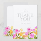 Invitation Jardin Floral Blanc Merci (Devant / Derrière)