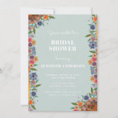 Invitation Jardin floral bleu clair Boho Chic Fête des mariée (Devant)