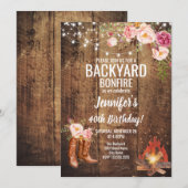 Invitation Jardin Floral Bonfire fête d'anniversaire (Devant / Derrière)