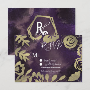 Invitation Jardin Floral Botanique Rose Or Mariage Violet
