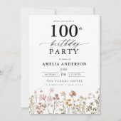 Invitation Jardin Floral Calligraphie 100e anniversaire (Devant)