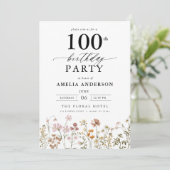 Invitation Jardin Floral Calligraphie 100e anniversaire (Debout devant)