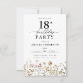 Invitation Jardin Floral Calligraphie 18e anniversaire (Devant)