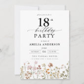 Invitation Jardin Floral Calligraphie 18e anniversaire (Devant)