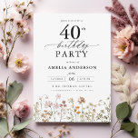 Invitation Jardin Floral Calligraphie 40e anniversaire<br><div class="desc">Célébrez dans le style avec une calligraphie fleurie jardin 40e anniversaire invitation, parfait pour un évènement marquant. Avec ses motifs floraux vibrants et son élégante calligraphie, cette invitation donne un ton fantaisiste mais sophistiqué à votre célébration. Le thème du jardin luxuriant mêle beauté naturelle et typographie gracieuse, créant un look...</div>