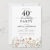 Invitation Jardin Floral Calligraphie 40e anniversaire (Devant)