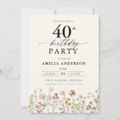 Invitation Jardin Floral Calligraphie 40e anniversaire (Devant)