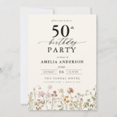 Invitation Jardin Floral Calligraphie 50e anniversaire (Devant)