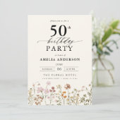 Invitation Jardin Floral Calligraphie 50e anniversaire (Debout devant)