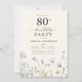 Invitation Jardin Floral Calligraphie 80e anniversaire (Devant)