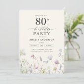 Invitation Jardin Floral Calligraphie 80e anniversaire (Debout devant)