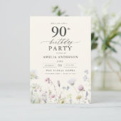 Invitation Jardin Floral Calligraphie 90e anniversaire (Debout devant)