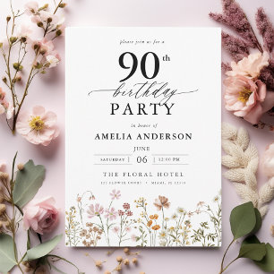 Invitation Jardin Floral Calligraphie 90e anniversaire