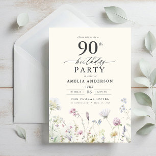 Invitation Jardin Floral Calligraphie 90e anniversaire