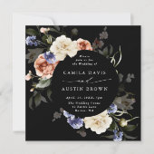 Invitation Jardin Floral Cercle Mariage noir (Devant)